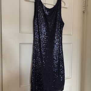 Crystal Doll Navy Sequin Mini Dress